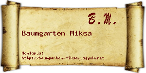 Baumgarten Miksa névjegykártya